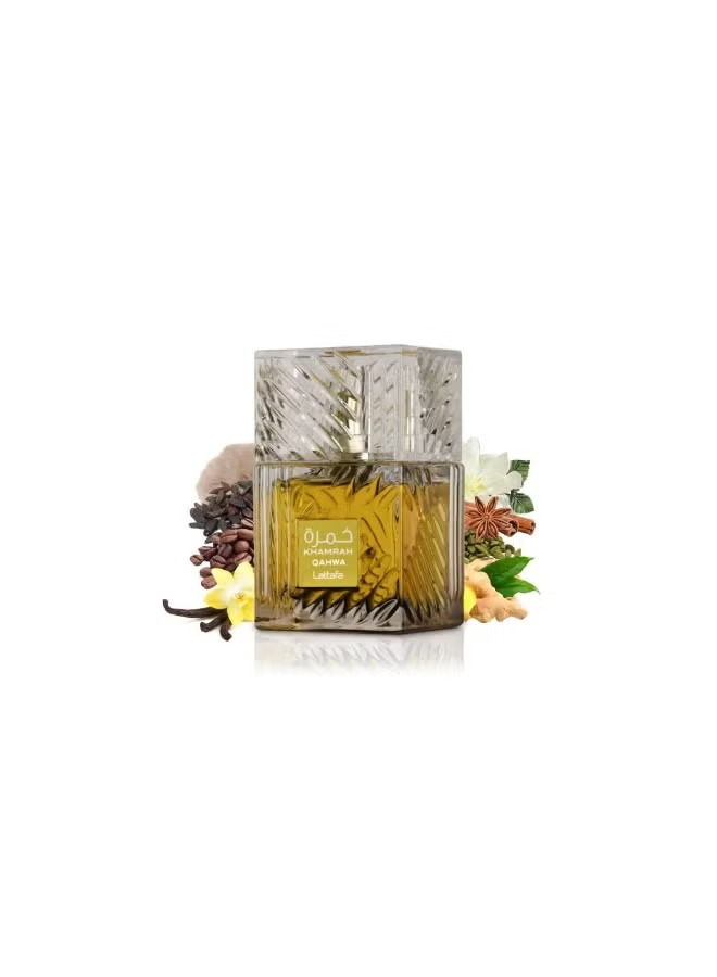 Lattafa Khamrah Qahwa Perfume 100ml (3.4 oz) EDP - Original Lattafa Khamrah Qahwa Unisex - Long Lasting Spiced Coffee & Gourmand Arabian Scent MOKS