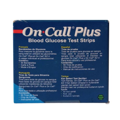 Oncall Plus Blood Glucose Test Strips 50 Pieces per Pack On Call