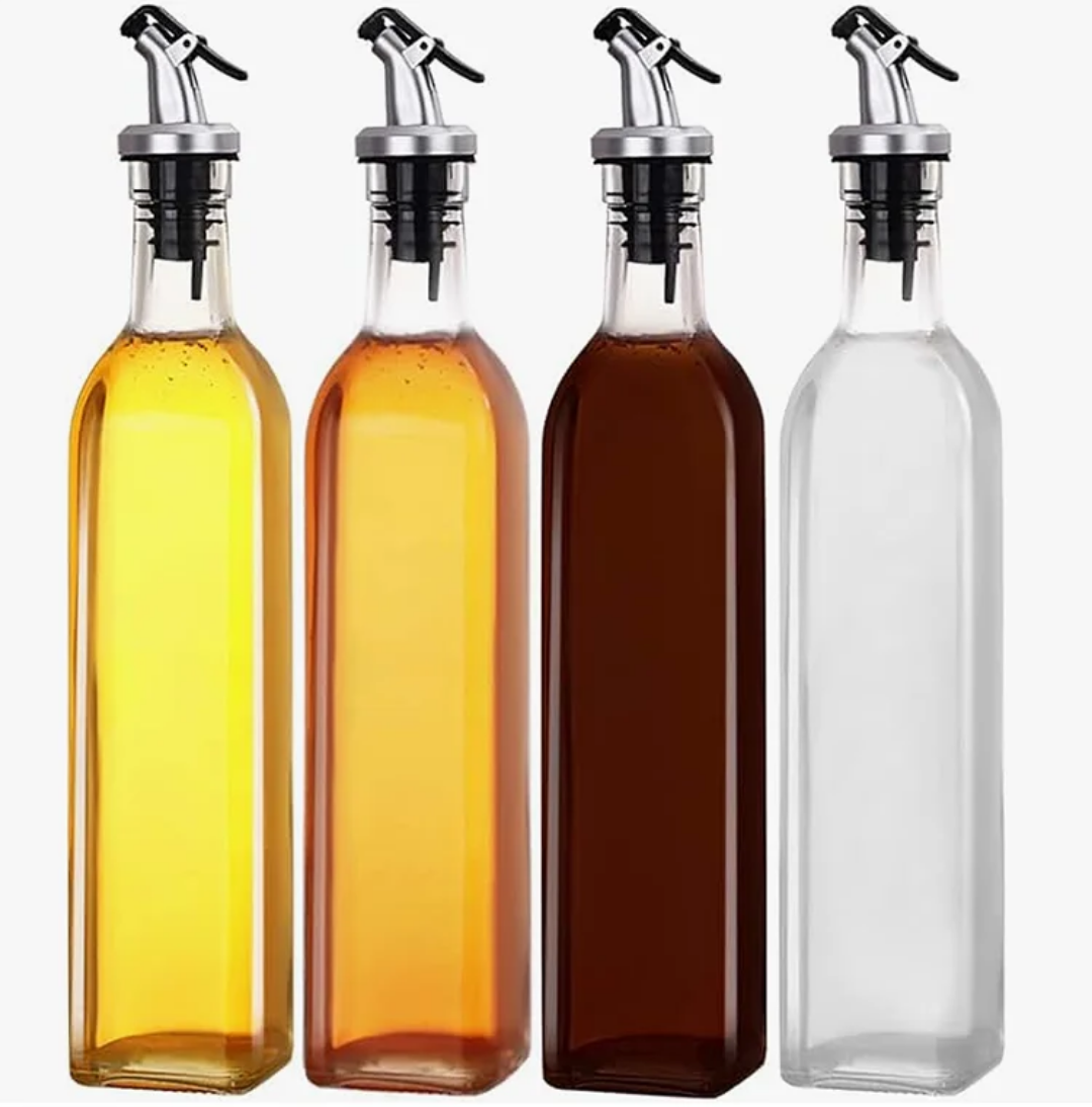 500ml Glass Olive Oil Vinegar Dispenser Gravy Boat Kitchen Oil Bottle Stainless Steel Leak-Proof Soy Sauce Vinegar Storage, Oil Bottle, Oil Dispenser, Oil Dispenser for Kitchen