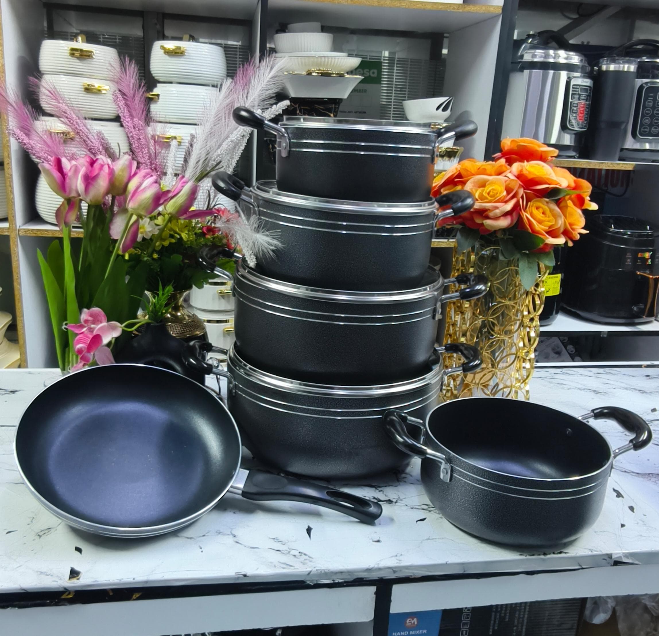 TC 14PCS Nonstick Cookware Set Cooking Pots Sufuria (20/22/24/28/30cm Pots +26cm frying pan)