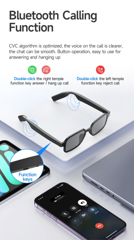 Smart Bluetooth Sunglasses SD-G12 Wireless Audio UV400 Hands-Free Calls