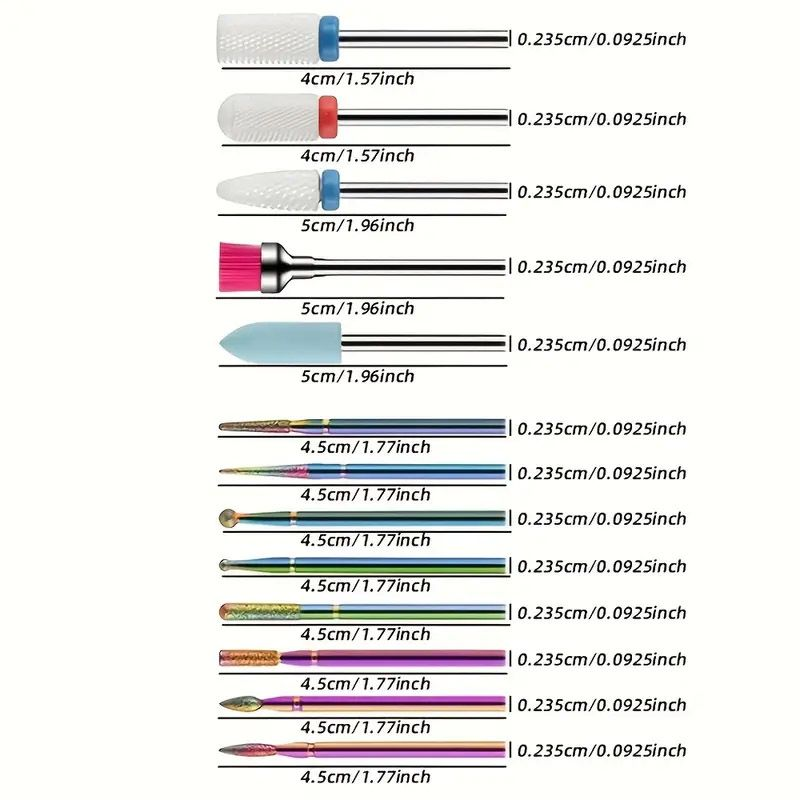 Nail Drill Bits Complete Set With Organizer, Multi-Shape Diamond Ceramic Rubber Nail Polishing Burrs For Electric Nail Machine