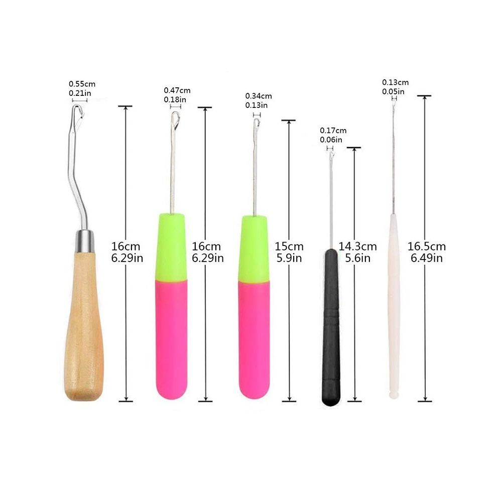 Large hook knitting tool with tongue hook, plastic handle, small hook for sweaters and yarn, slender tongue crochet hook, closed-end tongue hook