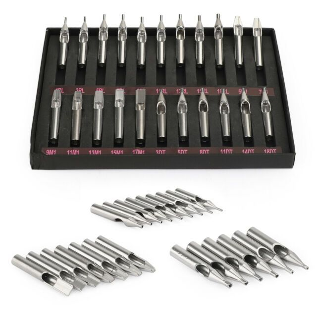 22Pcs Tattoo Needle Tube Set, Stainless Steel Mixed RL M1 DT Tattoo Needle Tips Kit With Storage Box For Tattoo Machine Pen Artist Supplies