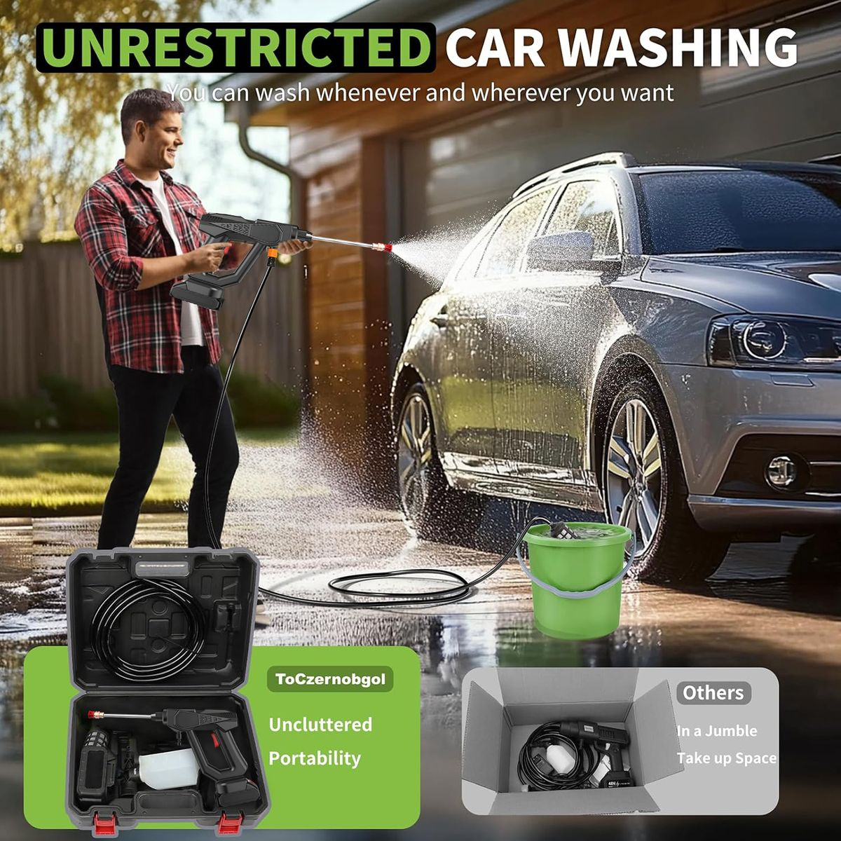 Multi-function Cordless High-Pressure Power Washer /Cleaning Tool Gun 96V