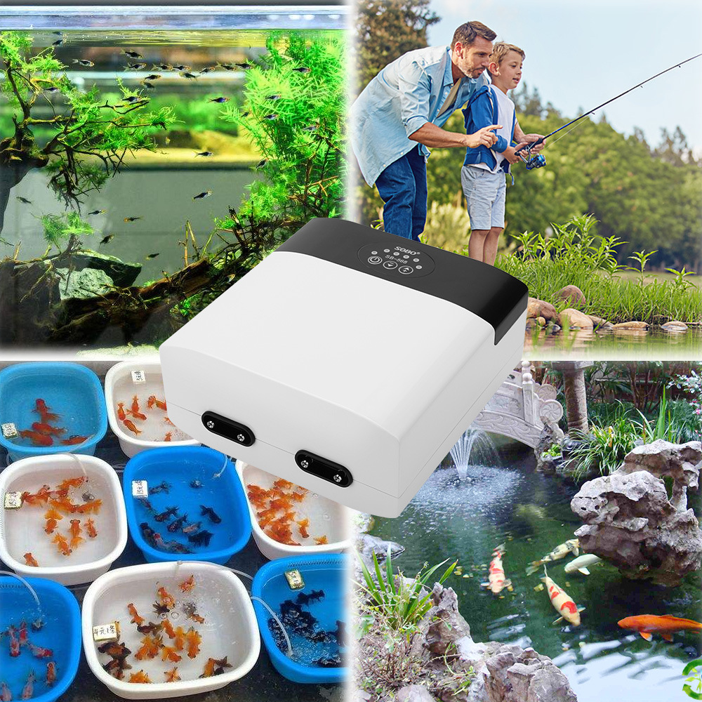 Portable Rechargeable Aquarium Air Pump, USB Battery Powered Quiet Oxygen Aerator with Air Stone, Check Valve & Air Tube For Fish Tank Outdoor Fishing
