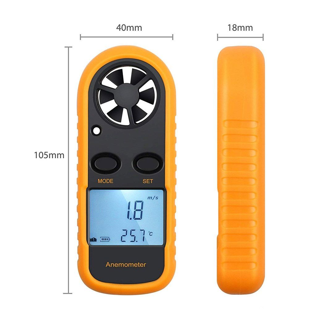Handheld Digital Anemometer, LCD Display Wind Speed & Temperature Meter, Portable Air Flow Velocity Gauge For HVAC, Drone, Outdoor Activities