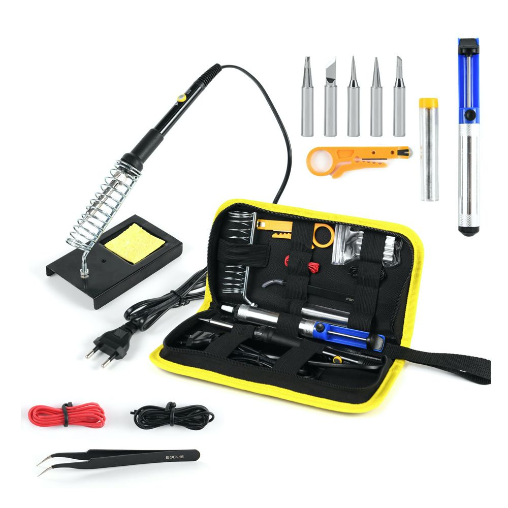 Tool DIY Adjustable Temp Handle Electric Soldering Iron Kit Set of 15(20cm)