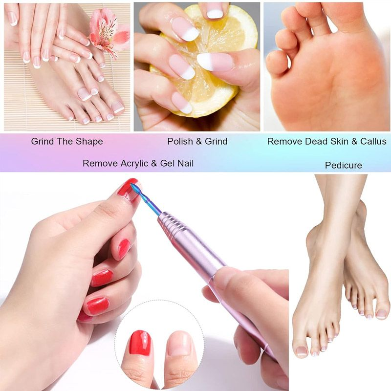 Nail Drill Bits Complete Set With Organizer, Multi-Shape Diamond Ceramic Rubber Nail Polishing Burrs For Electric Nail Machine