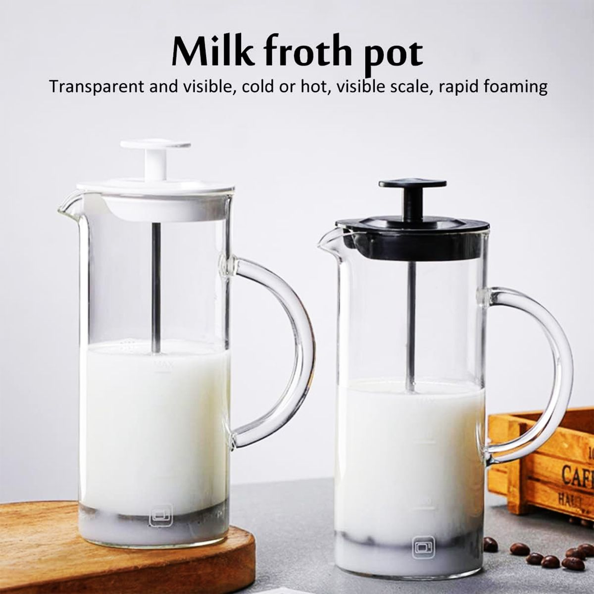 Milk Frother Manual Milk Foamer Glass Coffee Pot Coffee Milk Frother Glass French Press