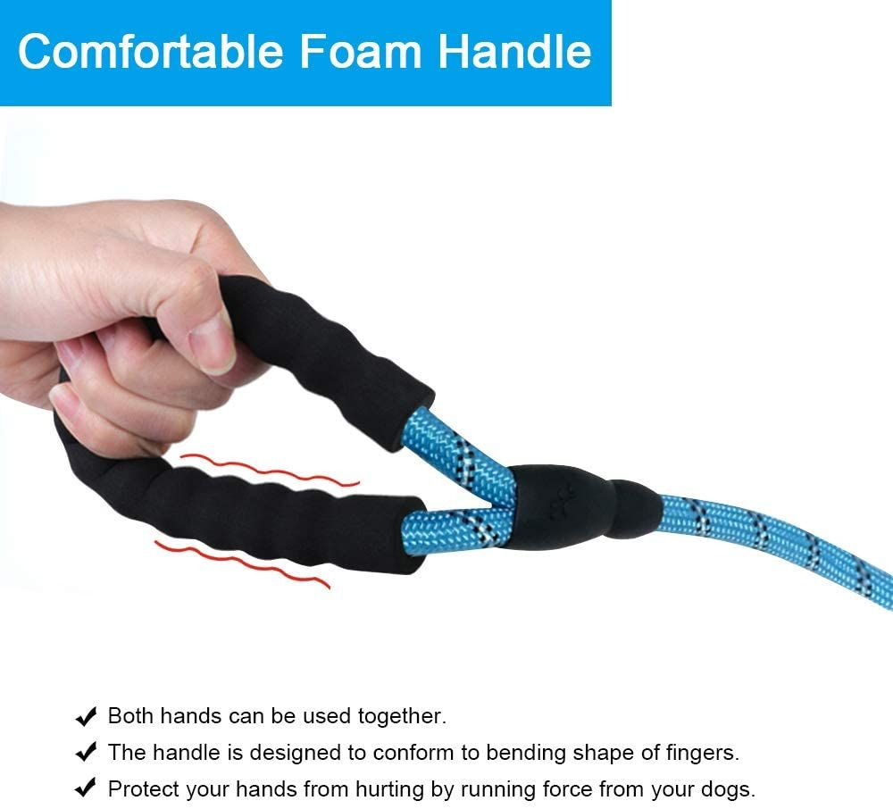 Reflective Heavy Duty Dog Leash, Soft Padded Handle Nylon Rope Dog Walking Leash with Durable Metal Clasp For Small Medium Large Dogs