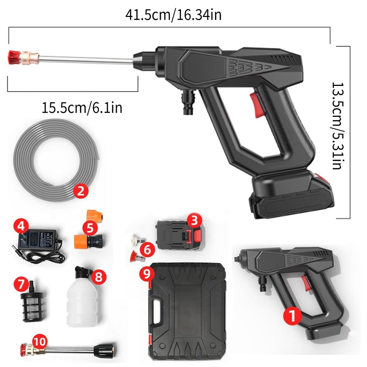 Multi-function Cordless High-Pressure Power Washer /Cleaning Tool Gun 96V