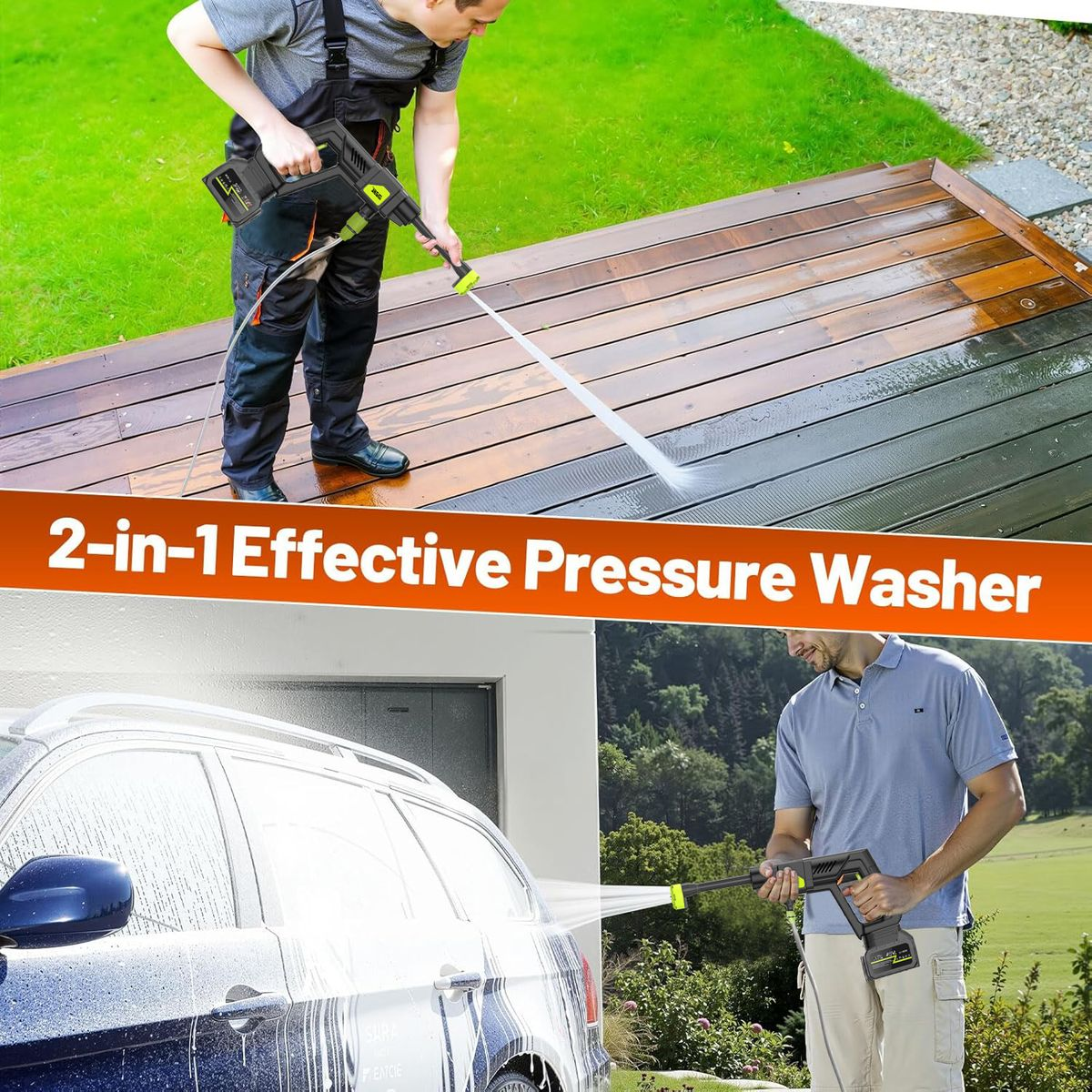 Cordless High-Pressure Power Washer,Cleaning Tool Gun-with Brushless Motor - 1 Pack