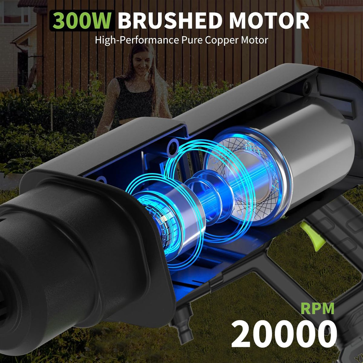 Cordless High-Pressure Power Washer,Cleaning Tool Gun-with Brushless Motor - 1 Pack