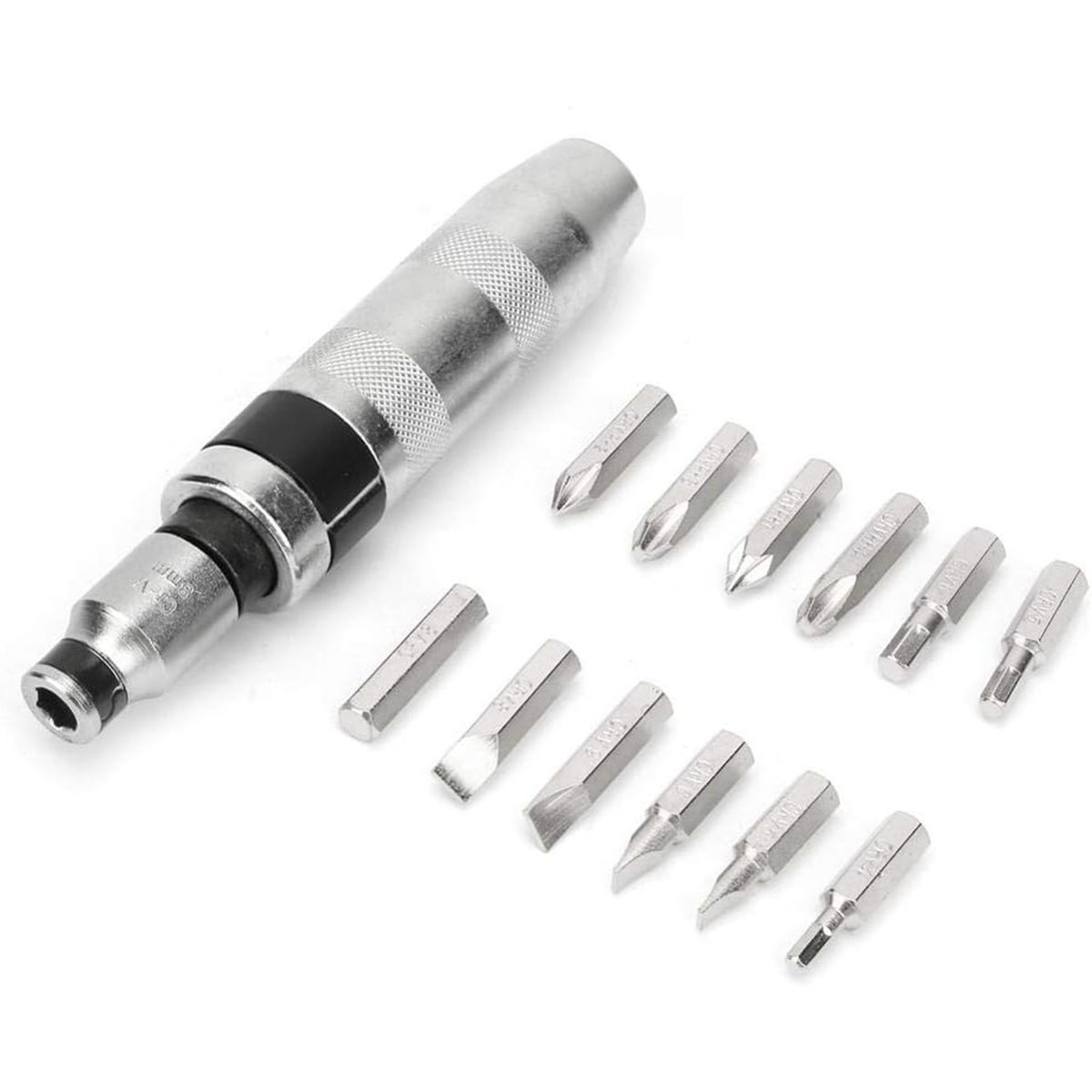 Impact Screwdriver Set, 1/2" Drive Heavy Duty Reversible Impact Driver Kit With 12 Bits For Stripped Screw Removal & Auto Repair
