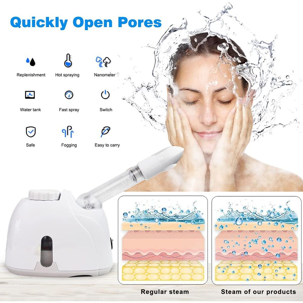 Facial Steamer Hot Mist Sprayer, 360° Rotatable Nozzle Face Humidifier For Dry Skin Pores Deep Cleansing & Moisturizing Home Beauty Care