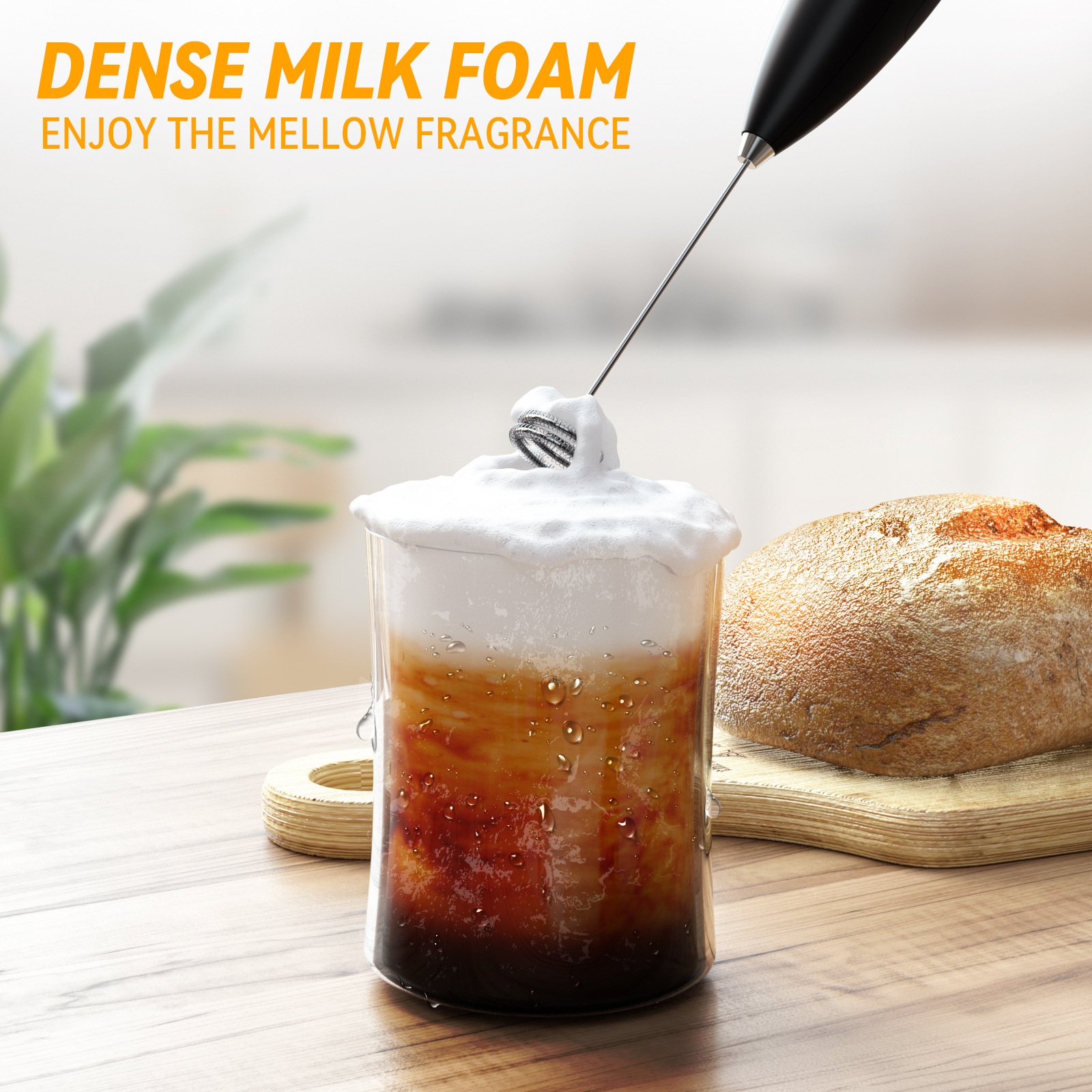 Handheld Electric Milk Frother/Egg Beater with Stainless Steel Stand