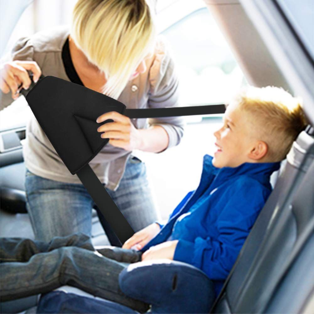 Car Triangle Fixer Soft Fabric Anti-Choke Foldable Snap-On Children's Shoulder Safety Belt Fixer