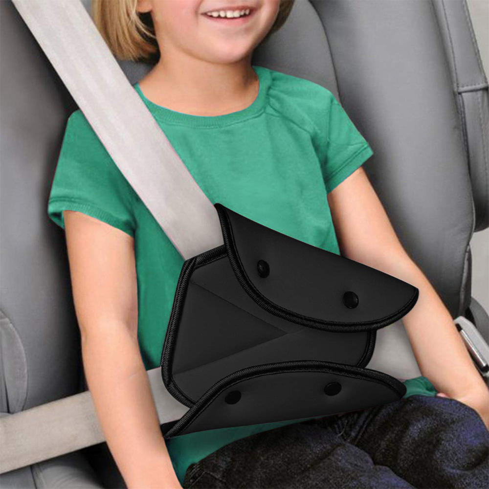Car Triangle Fixer Soft Fabric Anti-Choke Foldable Snap-On Children's Shoulder Safety Belt Fixer