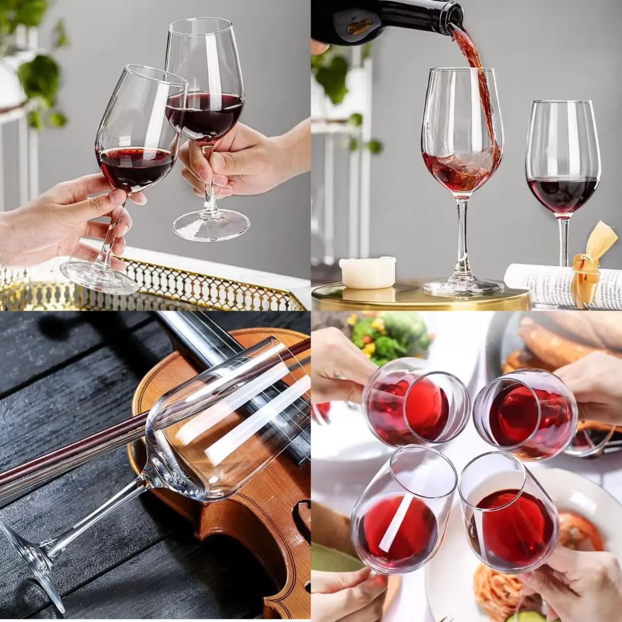 Wine Glass Set of 6 wine glass Mouth-blown glass Large rounded bowls Capacity: 310ml.
