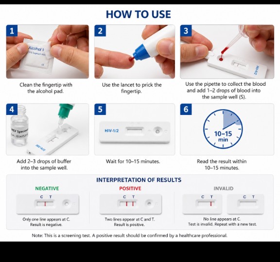 HIV/AIDS Home Test Kit – One Step Rapid HIV 1 & 2 Self Test.