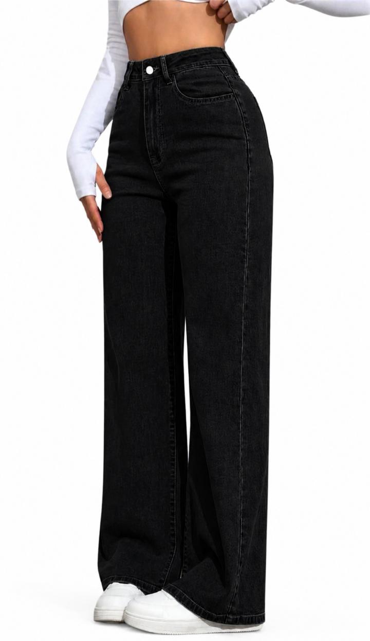 Women’s High-Waist Wide-Leg Denim Jeans – Relaxed Fit, Full Length, Vintage-Inspired Straight Loose Pants, Everyday Casual Streetwear Trousers