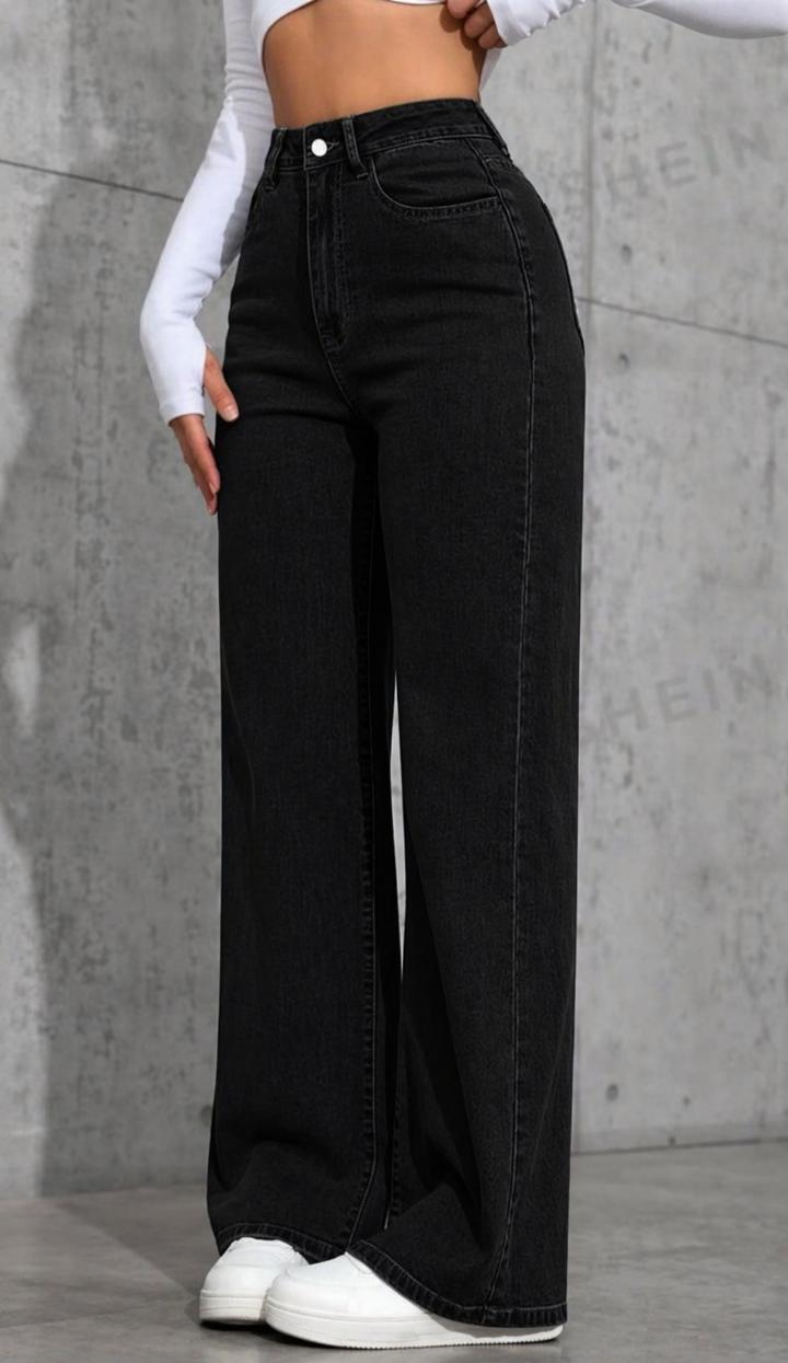 Women’s High-Waist Wide-Leg Denim Jeans – Relaxed Fit, Full Length, Vintage-Inspired Straight Loose Pants, Everyday Casual Streetwear Trousers
