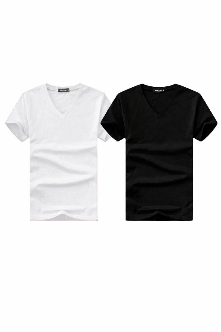 Men’s Classic V-Neck Plain T-Shirts Pack – Soft Casual Short Sleeve Cotton Tees (Red & White),(white&black),(red&black)