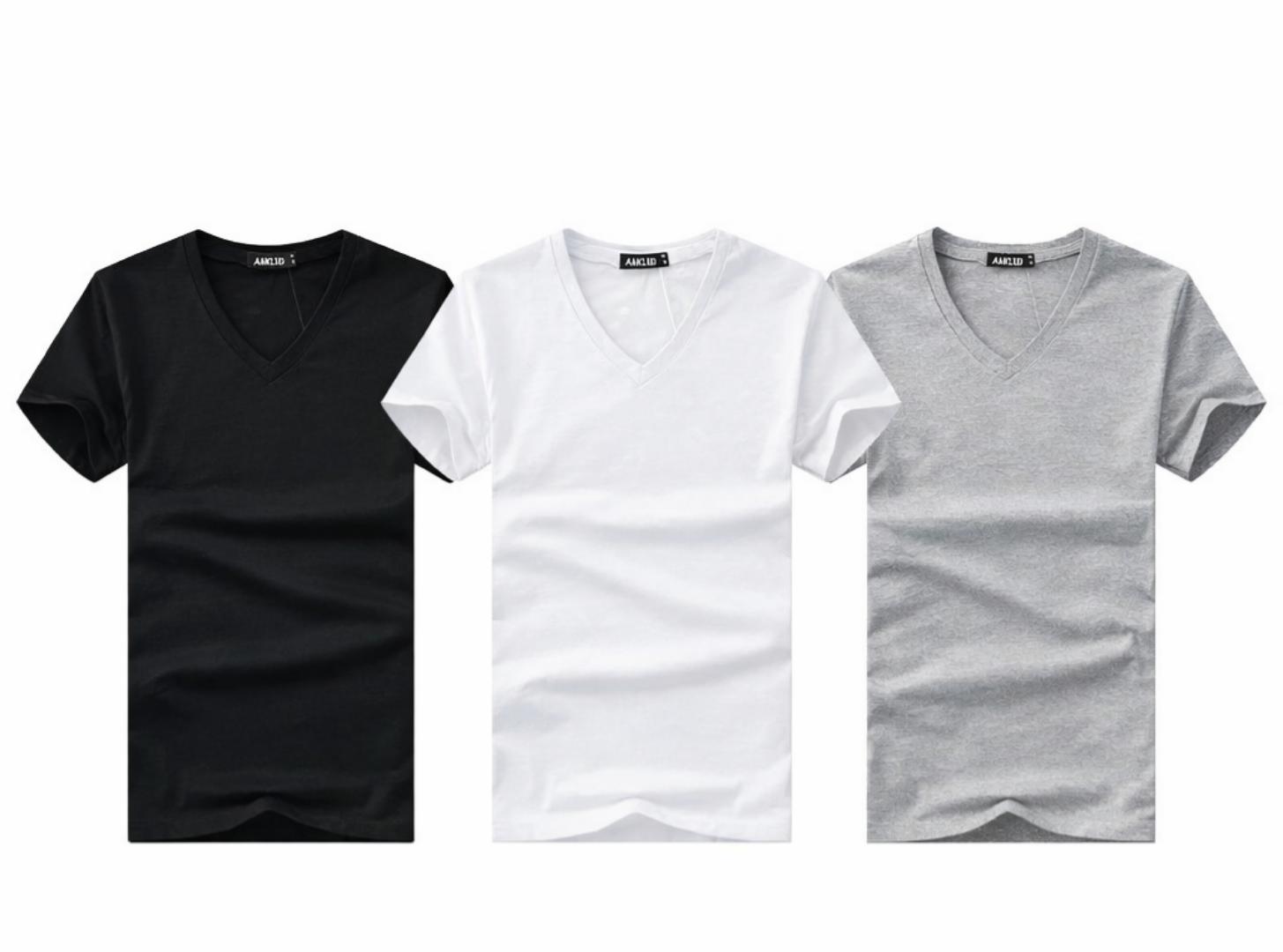 Men’s Classic V-Neck Plain T-Shirts Pack – Soft Casual Short Sleeve Cotton Tees (Red,white,blck),(black, white, grey),red, grey, black)