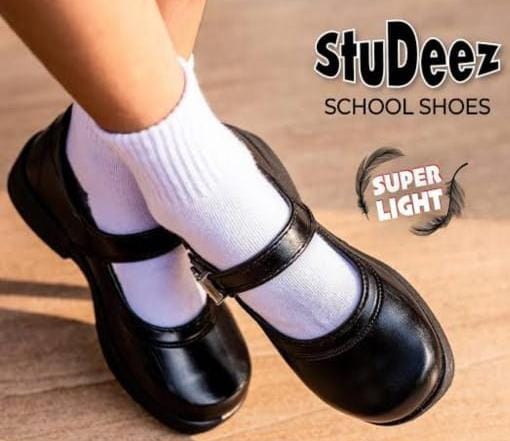 Good Quality Durable Stylish Zuri leather girls' school shoes with a buckle strap.