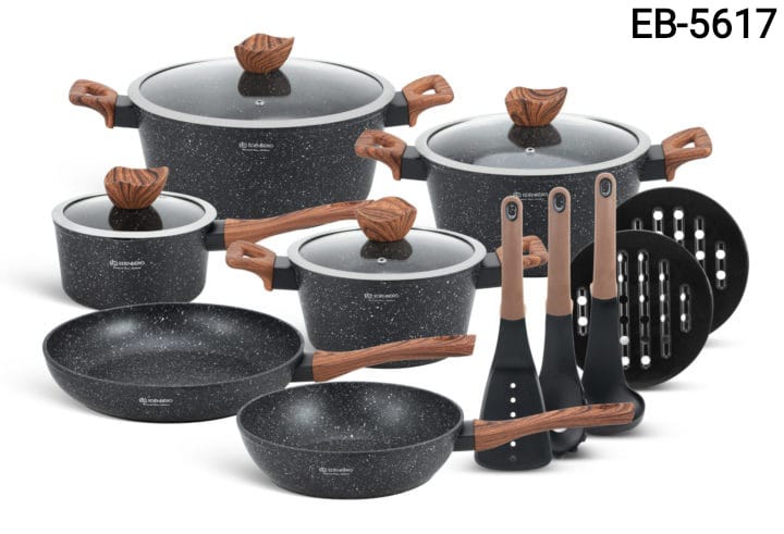 15-Piece White Edenberg Cookware Set (Wooden-Look Handles)! 🤍🍳
Designed to bring both style and functionality to your cooking space, this beautiful set features a clean white finish paired with tren
