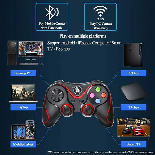 V8 Wireless Bluetooth Game Controller Gaming Pad With Smartphone Holder