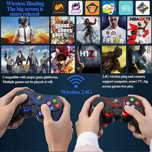 V8 Wireless Bluetooth Game Controller Gaming Pad With Smartphone Holder