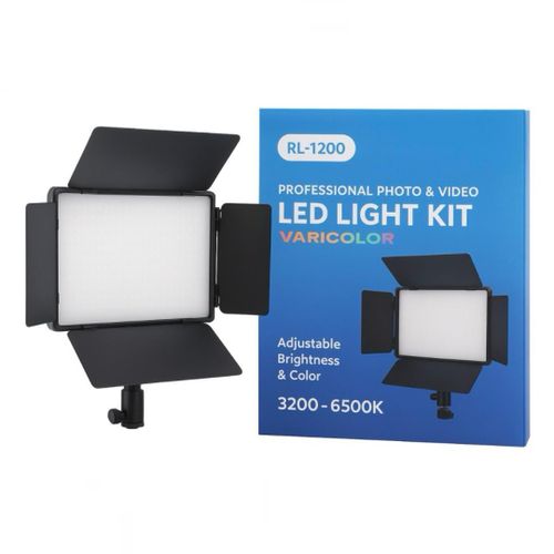 RL-1200 Professional LED Light Kit – Adjustable Brightness & Color Temperature 3200K–6500K – Photo & Video Lighting Panel 12 inch