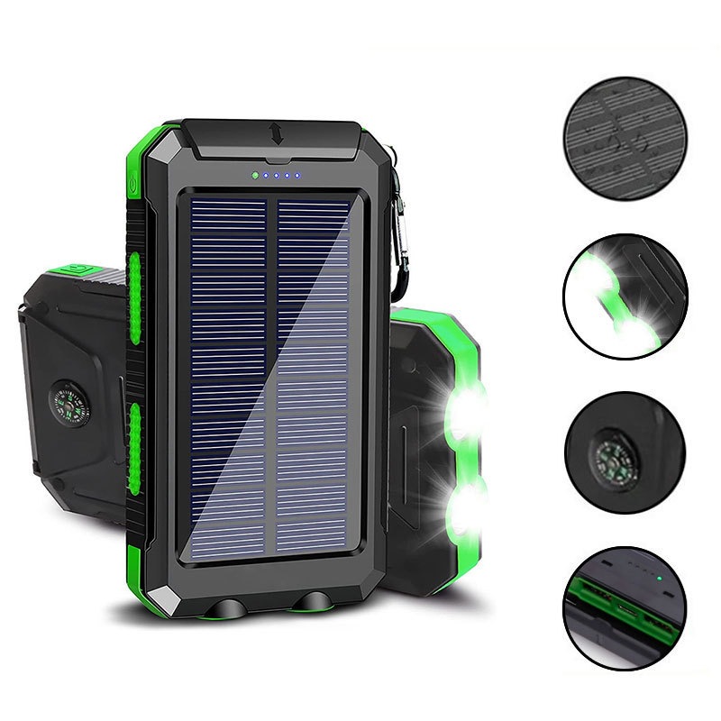 Wireless portable outdoor waterproof dual light solar power bank 20000mAh outdoor portable power bank durable and long-lasting
