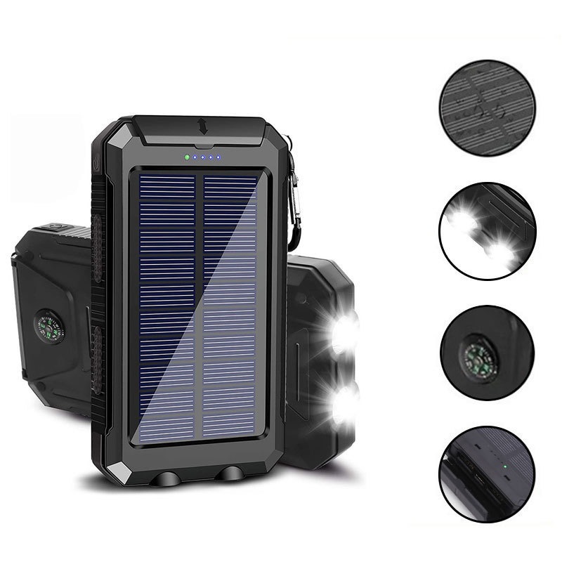Wireless portable outdoor waterproof dual light solar power bank 20000mAh outdoor portable power bank durable and long-lasting