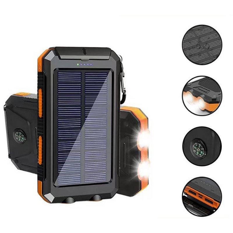 Wireless portable outdoor waterproof dual light solar power bank 20000mAh outdoor portable power bank durable and long-lasting