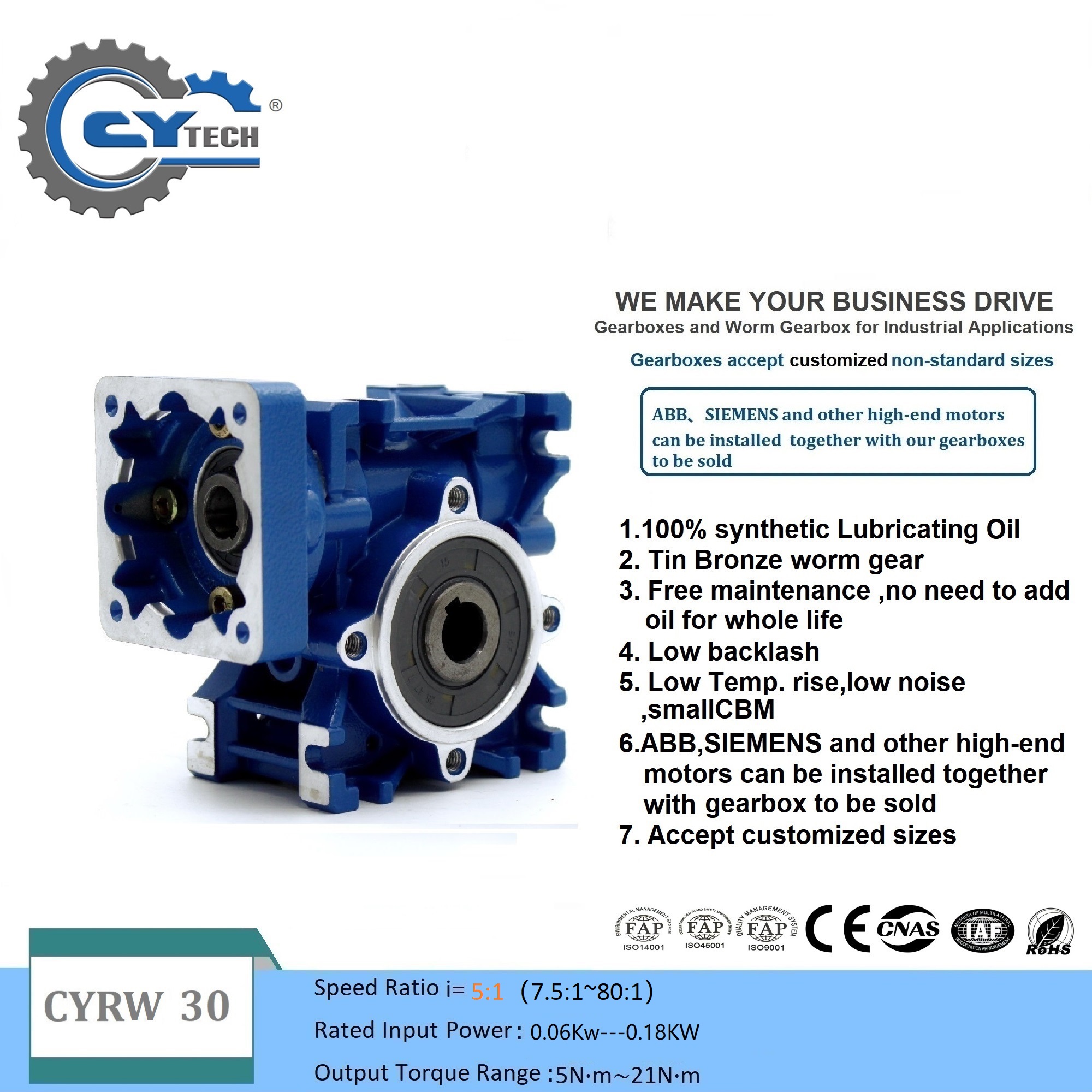 CYRW30 Series Worm Gearbox for Industrial Applications