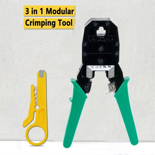 Professional RJ45 Crimp Tool Ethernet Crimper for RJ45 Cat6 Cat5 Cat5e Pass Through Connectors and RJ12 Plug RJ45 Cable