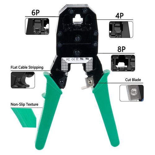 Professional RJ45 Crimp Tool Ethernet Crimper for RJ45 Cat6 Cat5 Cat5e Pass Through Connectors and RJ12 Plug RJ45 Cable
