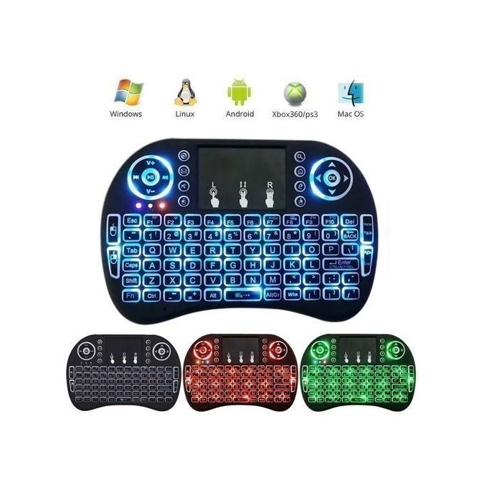 Mini Wireless Backlit Keyboard with Touchpad for Smart TV, PC, Android TV Box, PS4, PS5 & Xbox - 2.4GHz & Bluetooth Multi-Mode Rechargeable Remote Control Combo