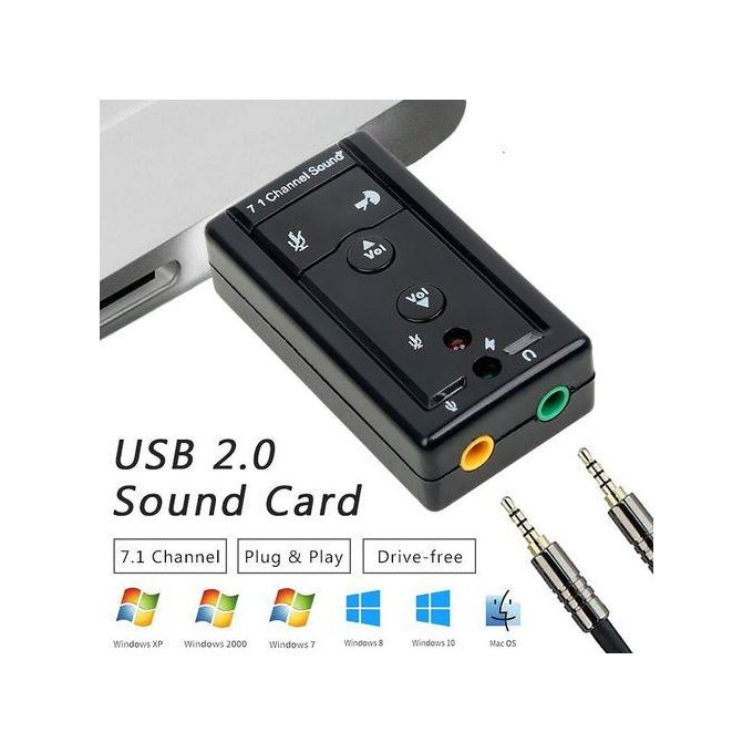 USB Sound Card Adapter 7.1 Channel 3D External Audio Card For Laptop PC Computer & Mac OS USB 2.0 to Jack 3.5mm Headphone Audio Adapter Microphone