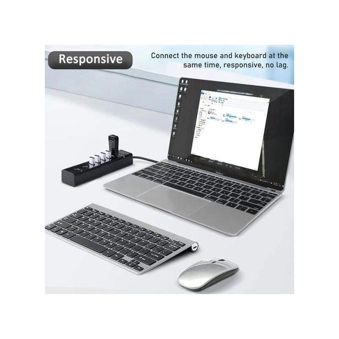 USB HUB USB Hub 3.0 - 7 Ports, Black, Super-Speed Data Transfer for Laptop, PC, MacBook, Mac Pro, Mac mini, iMac, Surface Pro and More