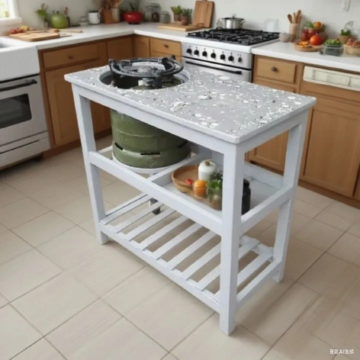 [Crazy offer] Modern strong and classic kitchen table, Wooden strong Kitchen table with racks. suitable for 6KG cooking Meko.as picture