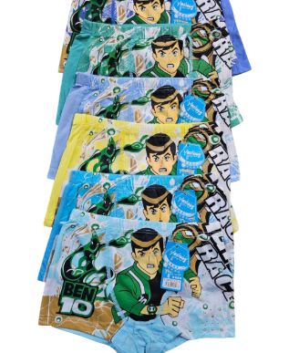 3pcs  Ben 10 Cartoon Themed Boys’ Boxers 100% Cotton – Comfortable Kids Underwear