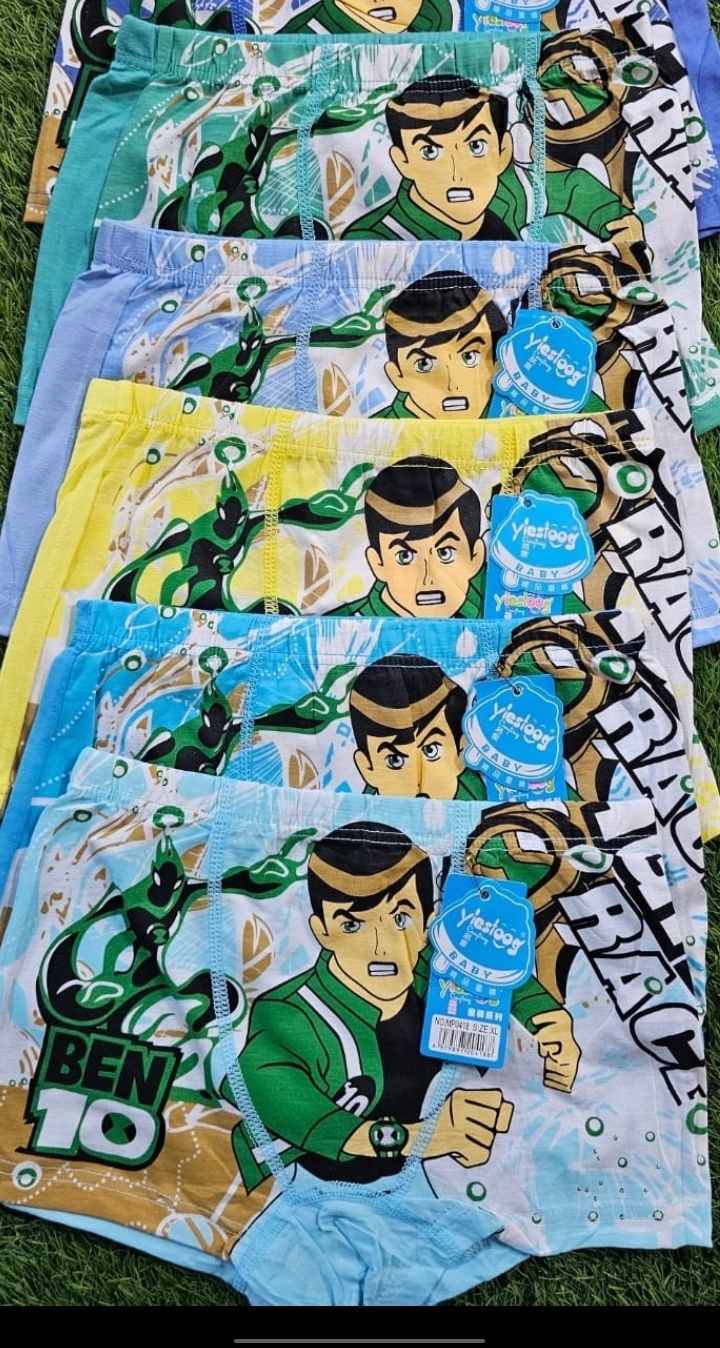 3pcs  Ben 10 Cartoon Themed Boys’ Boxers 100% Cotton – Comfortable Kids Underwear