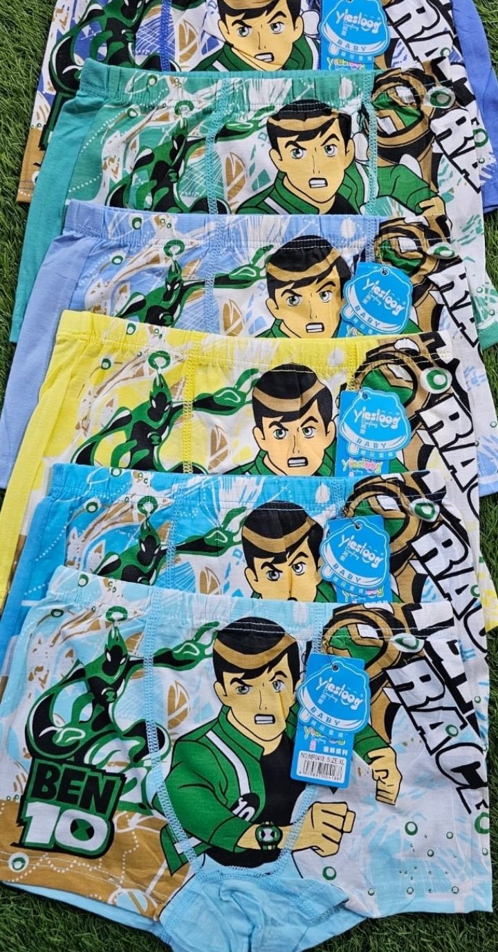 3pcs  Ben 10 Cartoon Themed Boys’ Boxers 100% Cotton – Comfortable Kids Underwear