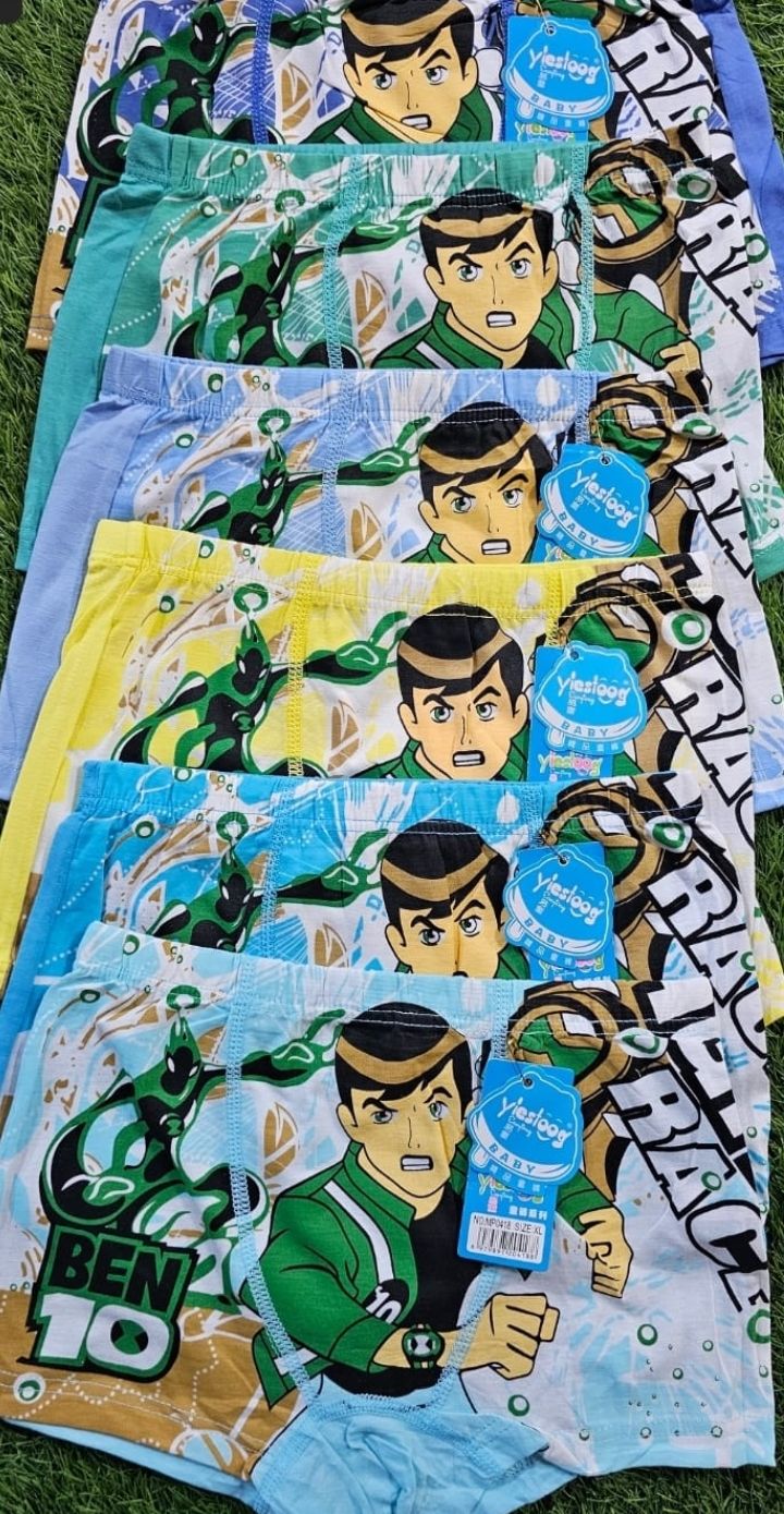3pcs  Ben 10 Cartoon Themed Boys’ Boxers 100% Cotton – Comfortable Kids Underwear
