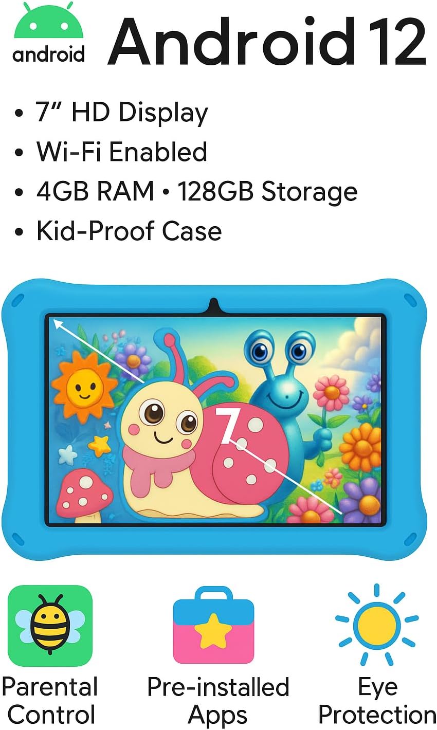 Modio M796"7-INCH DISPLAY 5G KIDS STUDY TABLET 6GB RAM + 256 GB ROM ,BATTERY 4000mAh SIM CARD ENABLED -WI-FI + WATCH