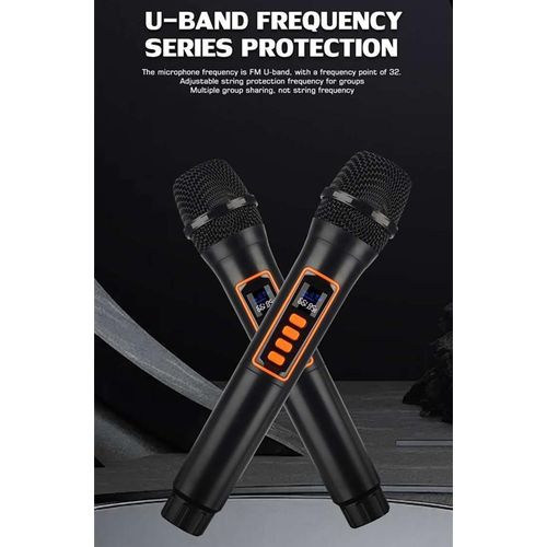 Professional Wireless Microphone VHF 2 Channel Mic